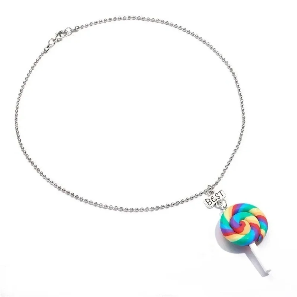 2 PC Best Friends Gift Rainbow Candy Lollipop 🍭 Ice Cream Pendant Necklaces BFF